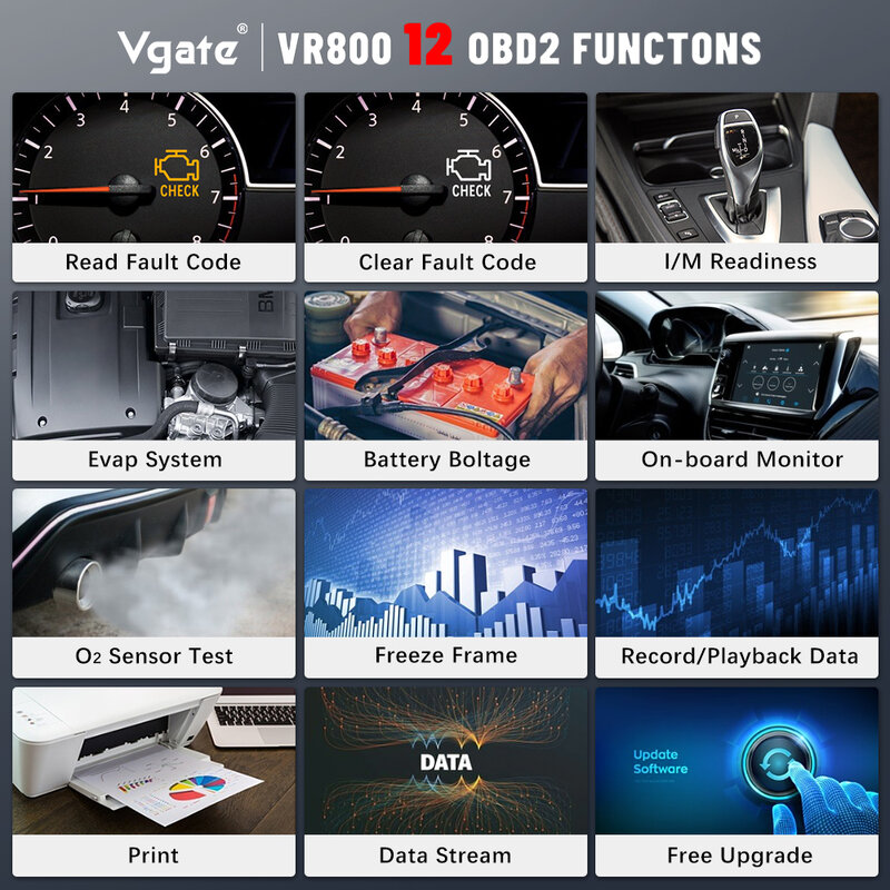 Vgate-自動車診断ツール,OBD2スキャナー,自動車スキャンツール,コードリーダー,obd 2,自動odb2スキャナー,pk as500,kw850,elm327,vr800