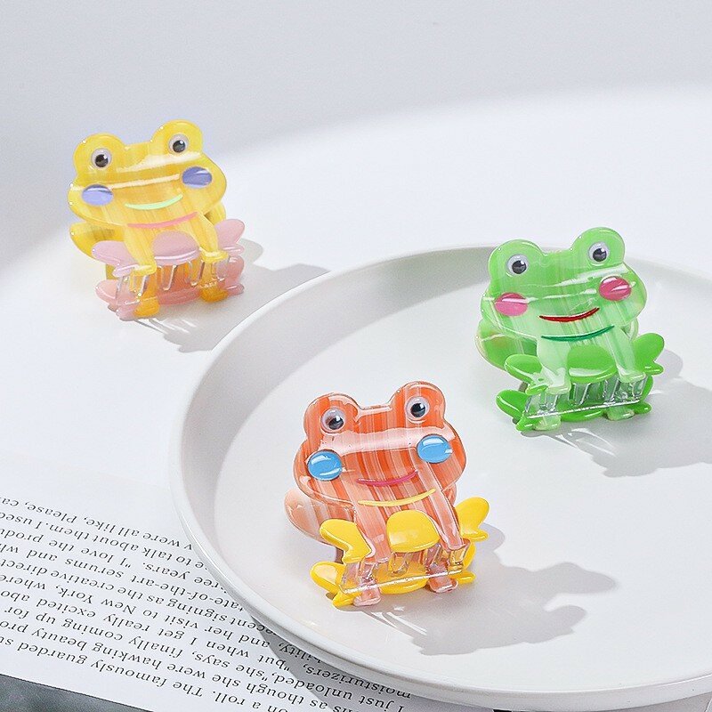 YHJ Acting Cute Frogs Hair Claw Acetate Mini Design Hair Claw Clips Hair Accessories for Women Girls