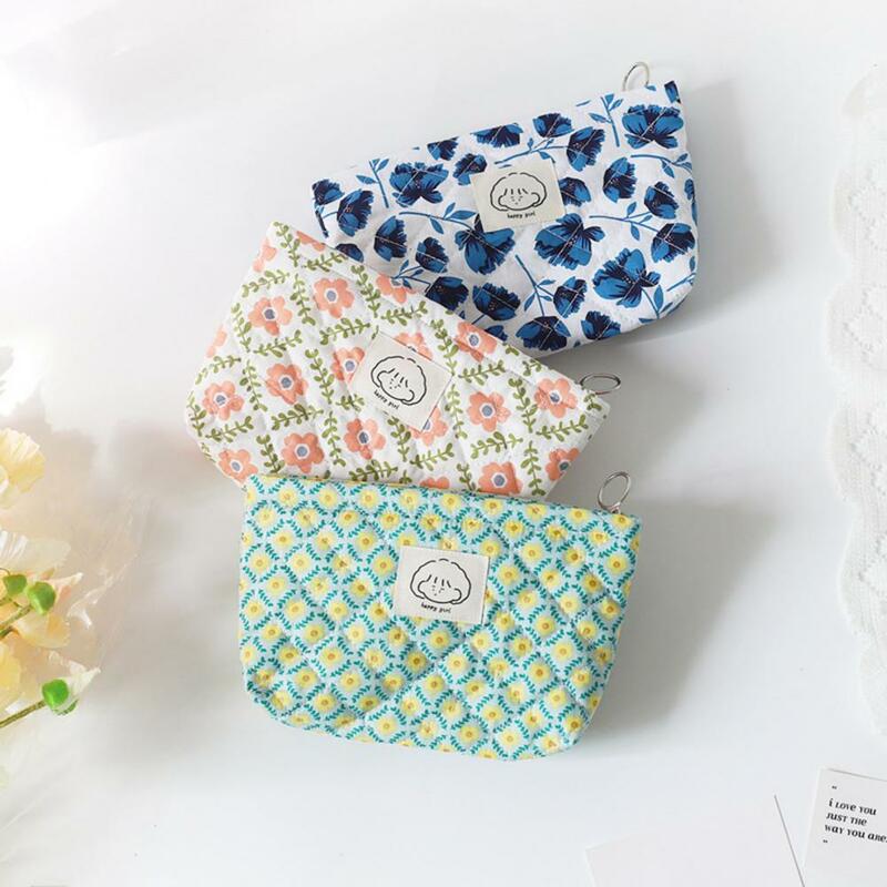 Simple Floral Jacquard Cosmetic Bag Lovely Storage Printed Cosmetic Bag Cosmetic Pouch Travel Accessories