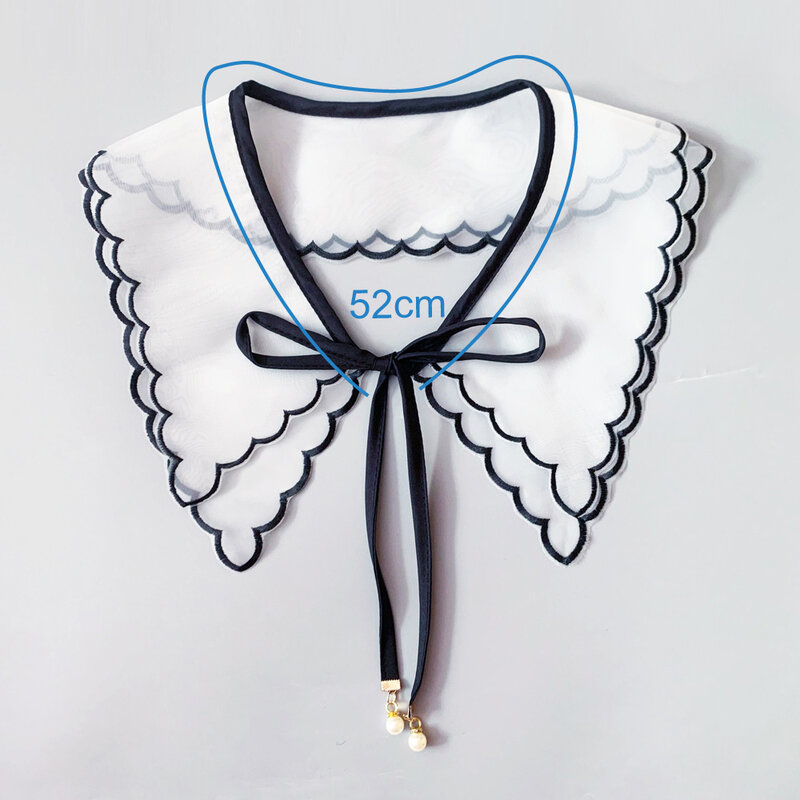 Doorschijnende Sjaal Pop Nep Kraag Europese En Amerikaanse Stijl Parel Decoratie Mode Chiffon Vrouwelijke Verwijderbare Valse Kraag
