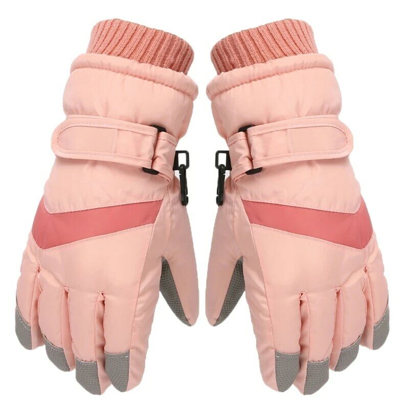 Противоскользящие зимние перчатки с ребристыми манжетами, дизайнерские перчатки, детские теплые варежки