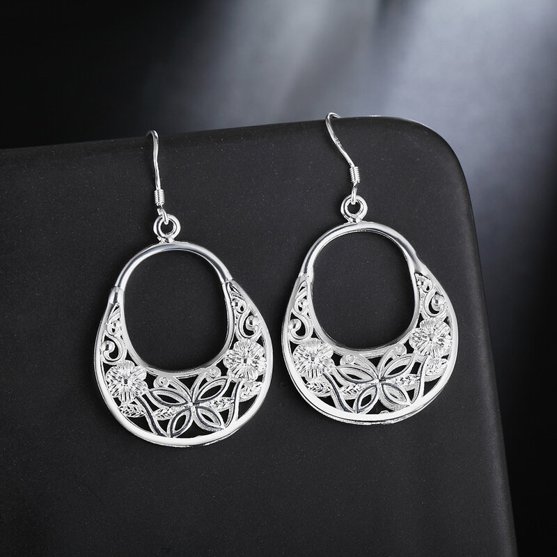Nuovi orecchini di fiori di farfalla intagliati in argento Sterling 925 gioielli di moda per donna regali di natale orecchini fantasia di nozze