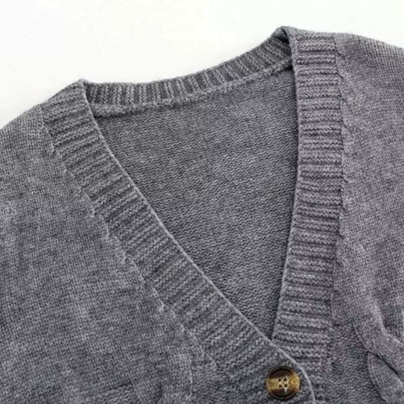 Cardigã curto com decote em v feminino, suéter de cintura alta, jaqueta de malha, single-breasted, para outono e inverno, novo 2020