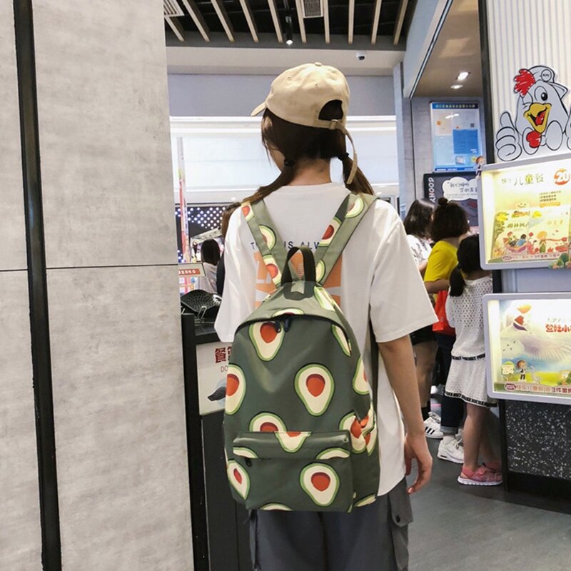 Niedlicher Rucksack Mode Nylon Obst druck Rucksack Frauen große Kapazität Schul rucksack