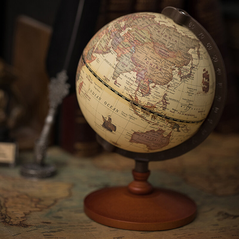 22cm World Globe Earth Map In inglese Retro Base In legno strumento terrestre Geografia educazione Geografia Globo Do Mapa Mundi