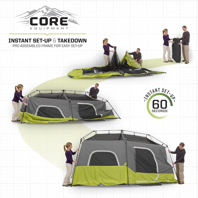 Tente de cabine instantanée Core 9, 14 'x 9', vert (40008)