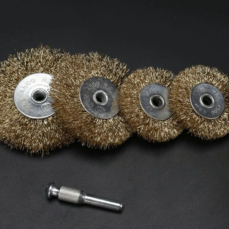 Durable Wheel Brush Crimped Wire Removal Set Stainless Steel Wire 38x6mm 50x6mm 65x6mm 75x6mm As Picture Shows