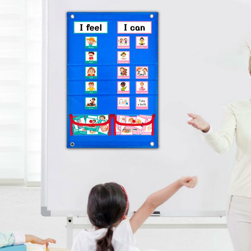 Kids' Visual Schedule Reward Chart, Foldable Bedtime Chart, removível Pocket Chart para Ground Table Desk, Classroom Children
