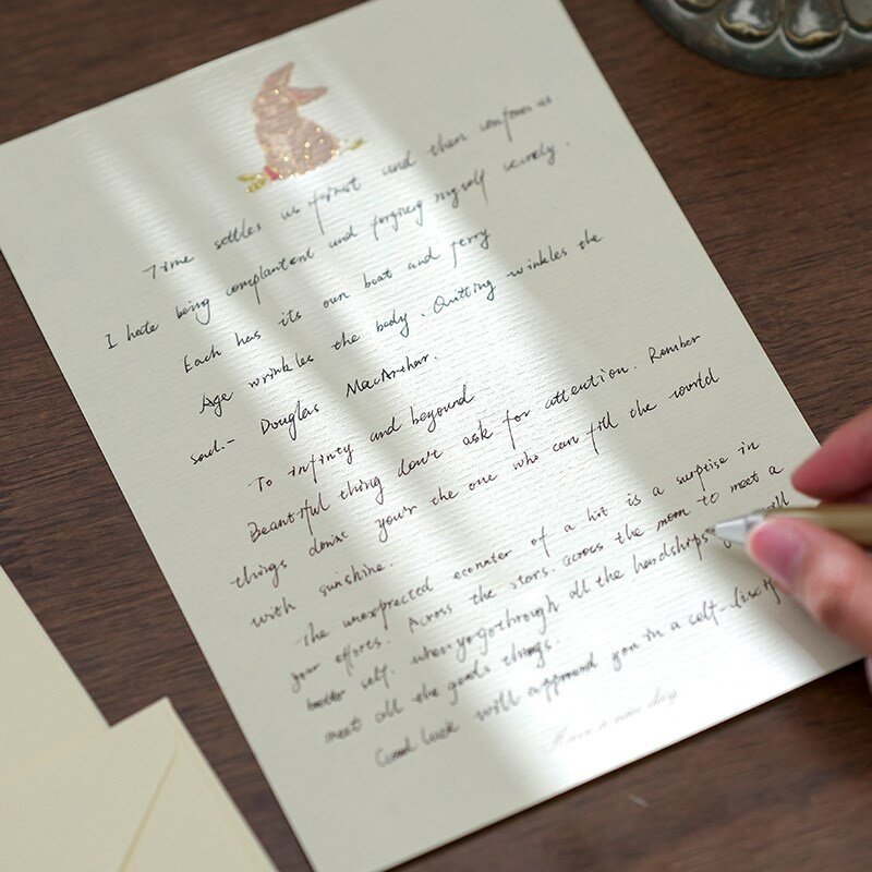 Set alat tulis (4 lembar kertas gaya antik + 2 amplop) kertas surat retro untuk undangan pesta surat cinta