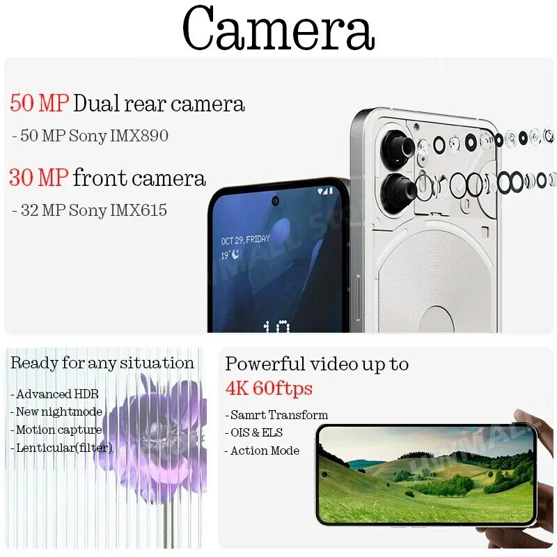 Nessun telefono (2) 6.7 "flessibile LTPO OLED Snapdragon®8 + Gen 1 no OS 2.0 50 MP doppia fotocamera posteriore 32 MP Camer anteriore