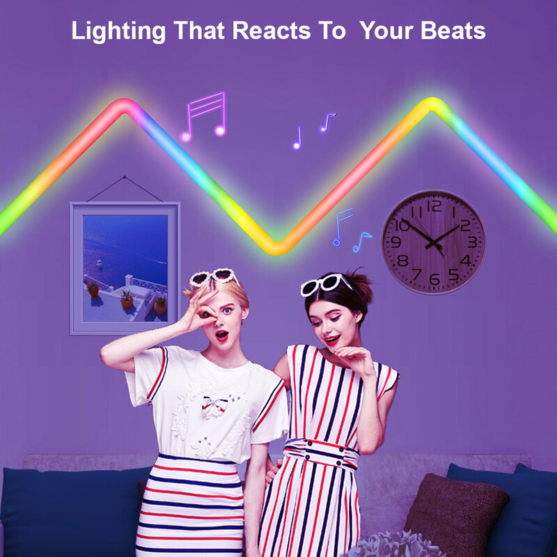 Glide RGBIC luci da parete a LED luci da parete musicali lampada a strisce effetti di illuminazione multicolori dinamici per camera da letto camera dei bambini
