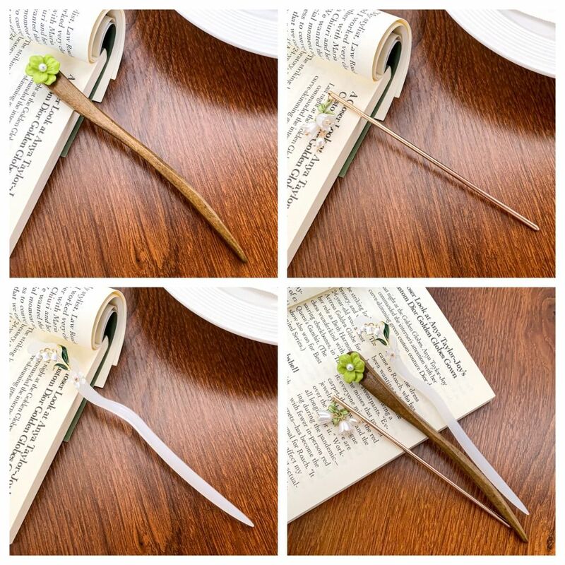 Vintage Tassel Flower Hair Stick, estilo chinês madeira pauzinhos, acessórios para cabelo para meninas, Hanfu