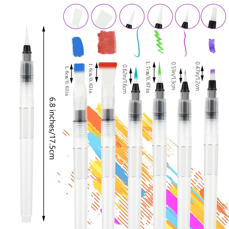 Set di pennelli per acquerello da 6 pezzi, pennello per acquerello a matita colorata solubile in acqua per principianti, facile da usare e riempire la pittura