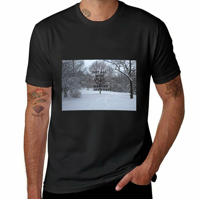 Camiseta de Inverno Masculina, Roupa Estética, Roupa Kawaii, Nem Todos Que Vagueiam