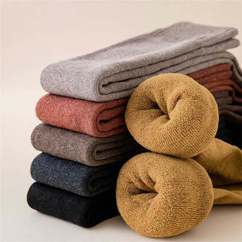 Chaussettes longues en laine pour femmes, Tube au dessus du genou, en éponge, solide et chaud, Style japonais, coréen, Harajuku, hiver