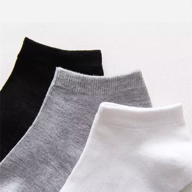 Homens e mulheres Low-Top respirável Sports Socks, meias curtas masculinas, preto, branco, cinza, monocromático, 10 pares por lote