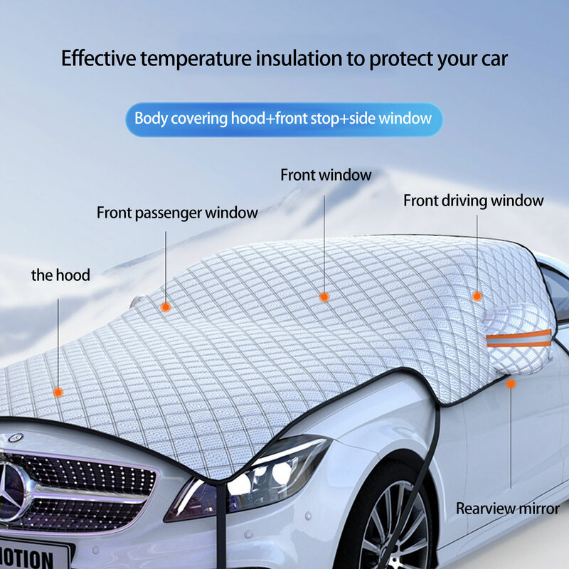 Cover The Windshield A S7-Layer Thicken Car Snow Cover Extra Large Windshield Hood Protection Cover Snowproof Sunshade Protector