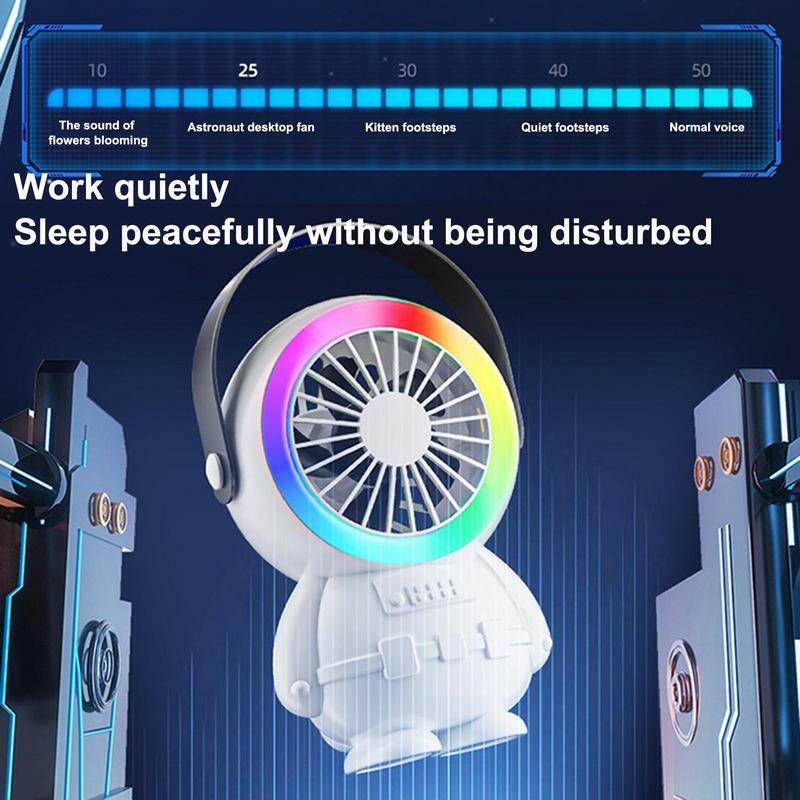 Elétrica USB Astronaut Fan, Recarregável, Pessoal, Mini Handheld Fan, Portátil, Silencioso Fan Desk