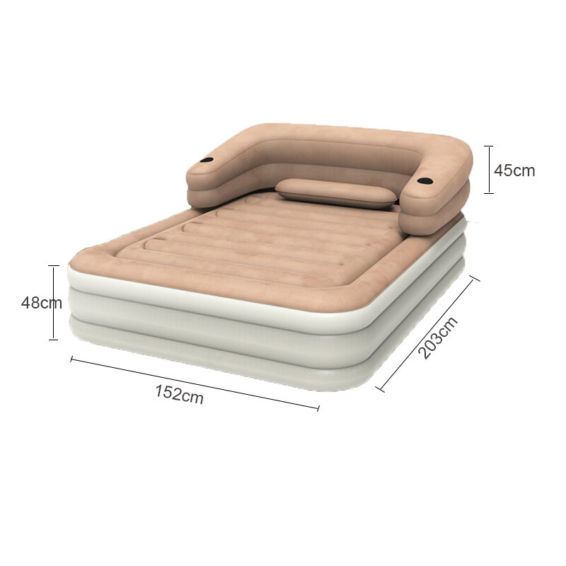 Portable Three Layer Back Waist Support Resting Mattress Inflatable Air Bed With Headboard