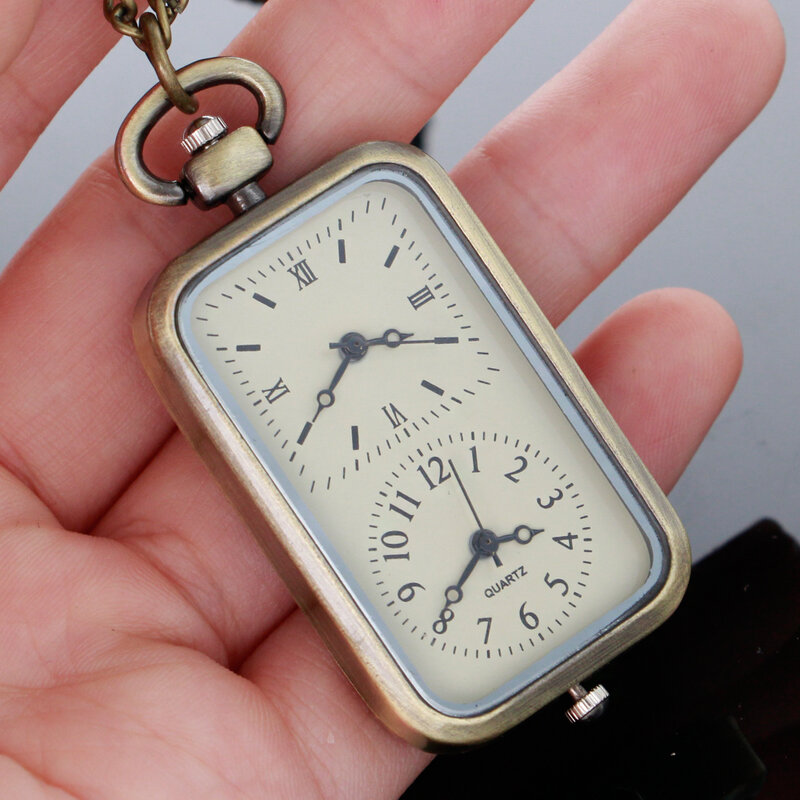 2023 nuovo Design rettangolare orologio da tasca ciondolo collana creativa orologio al quarzo regali per bambini donna uomo Dropshipping