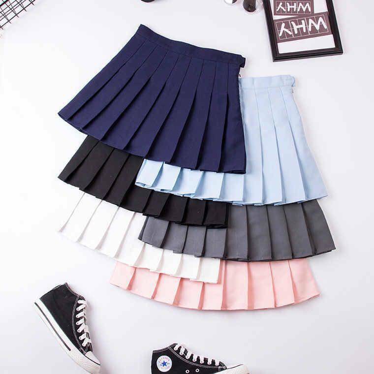 Mulheres de cintura alta saia plissada y2k verão casual a linha xadrez preto tênis uniforme escolar japonês mini saias para meninas