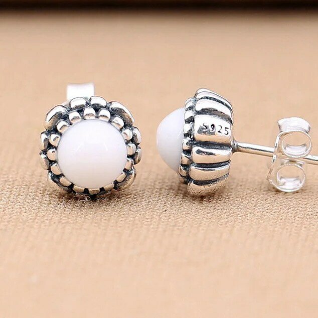 Authentic 925 Sterling Silver Earring Month Birthstone Aniversário Studs Brincos Para As Mulheres Wedding Party Gift Europa Fine Jewelry