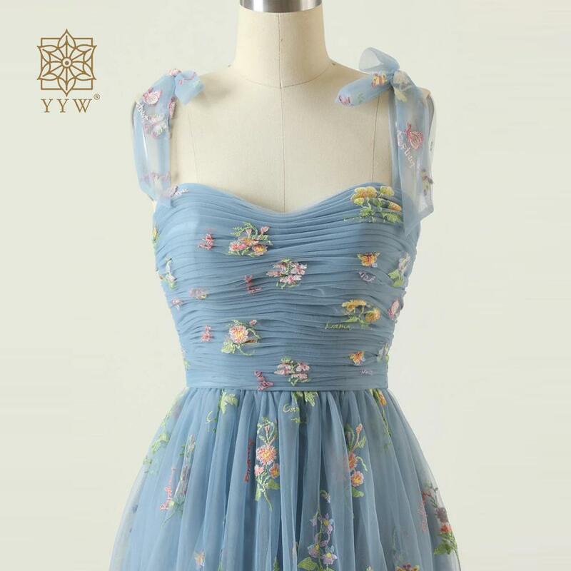 Mintgrün elegantes Party kleid Ballkleid blau verstellbare Träger glänzende Liebe Tüll Tee Länge Hochzeits feier Abschluss kleid neu