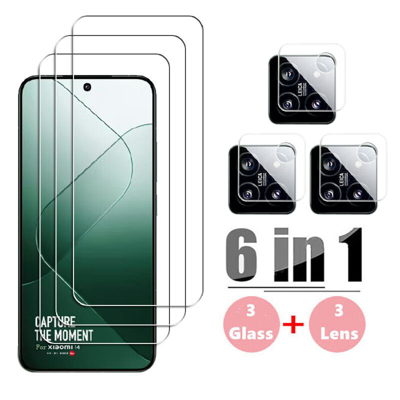Full Gule Glass For Xiaomi 14 Tempered Glass Xiaomi 14 13 Screen Protector Protective Phone Camera Lens Film For Xiaomi 14 Glass