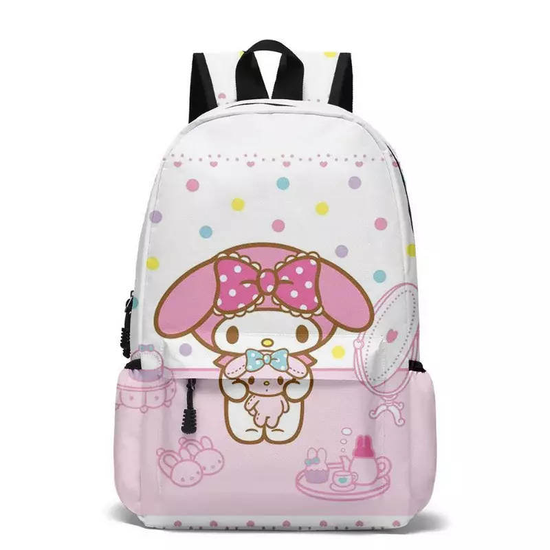 Sanrio Melody Student Schoolbag, bonito dos desenhos animados, leve e grande capacidade, mochila infantil, novo