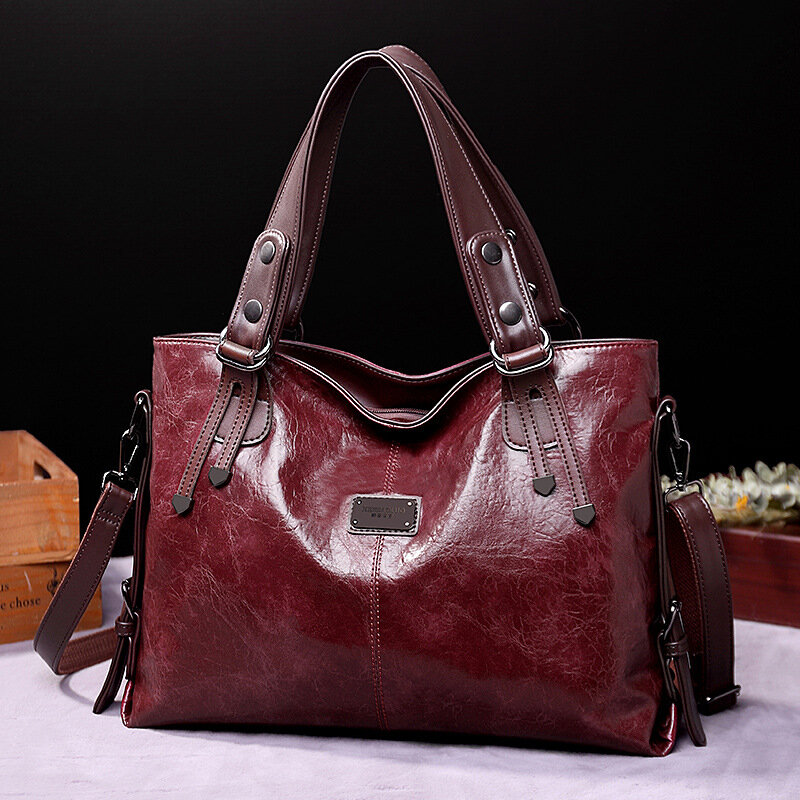 2024 nowa moda Casual Tote Bag damskie torebki miękkie skórzane torby na ramię Vintage duża pojemność torba Crossbody dla pań