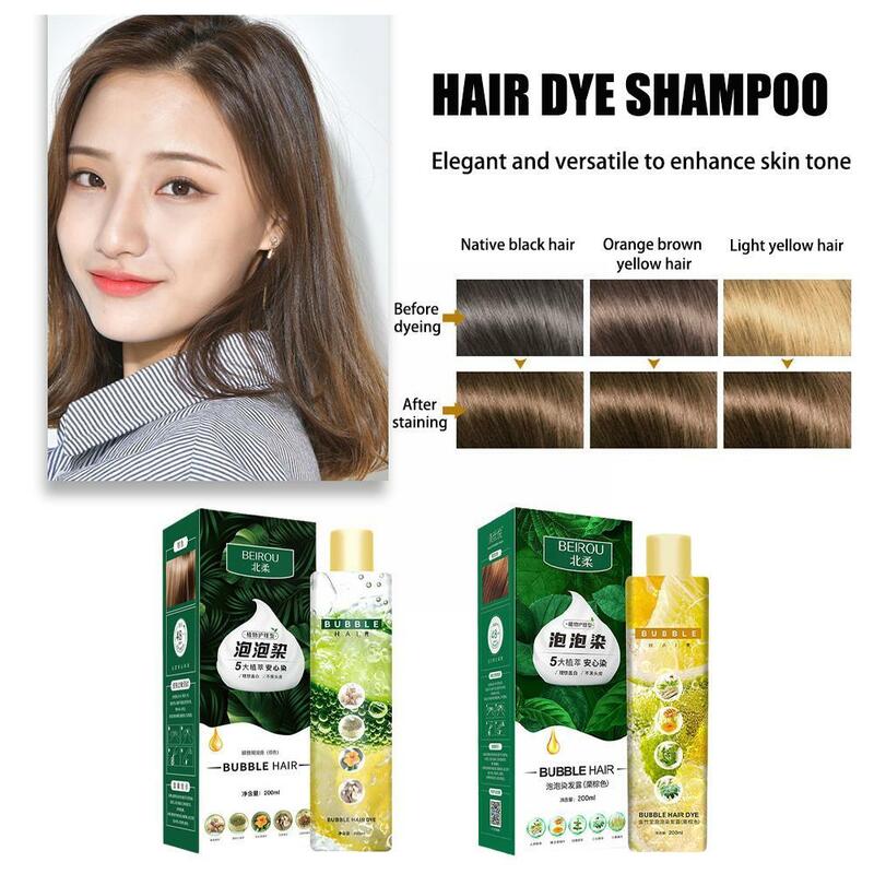 2023 moda szampon koloryzujący bąbelkowa roślina do farbowania włosów w kolorze domowym, łatwe do mycia kremowe czarne włosy Z3U5