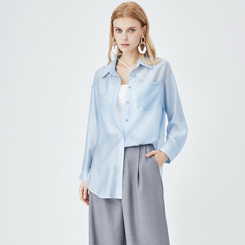 Summer Sunscreen Clothes Thin Shirt Women's 2024 Spring/Summer Versatile Loose Coat Design Feel Chiffon Outlier Shirt