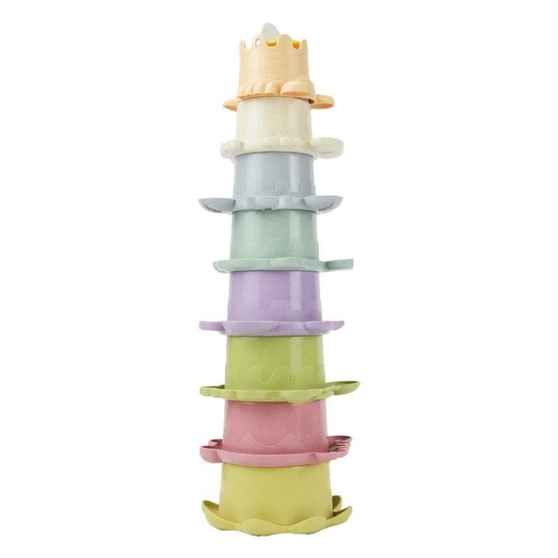스태킹 장난감 세트, 8 동물 모양 색상 인식, 숫자 스태킹 컵, 워터파크용 조기 개발 장난감