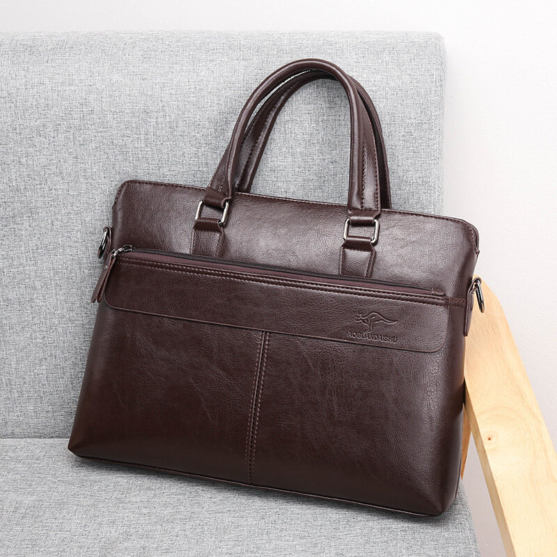Роскошный Винтажный Мужской портфель, горизонтальная сумка на молнии, деловая сумка-мессенджер через плечо, мужская сумка-тоут для ноутбука