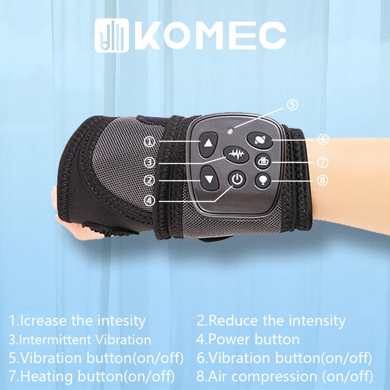 Massaggiatore elettrico per le mani 3 in 1 braccialetto multifunzione con vibrazione dell'articolazione del polso che impasta lo strumento per il riscaldamento dell'aria calda