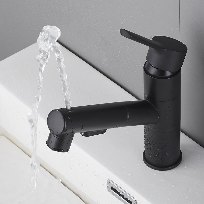 Lavabo estraibile nero rubinetto rotante rialzante caldo e freddo tutto in rame lavabo lavabo shampoo rubinetto