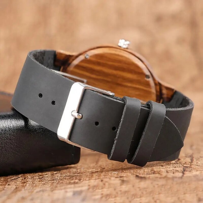 Casual Unisex zegarki z okrągłą tarczą naturalnie drewniane zegarek męski damski ze sztucznej skóry zegarek na rękę bez numeru analogowy kwarcowy zegarek na rękę