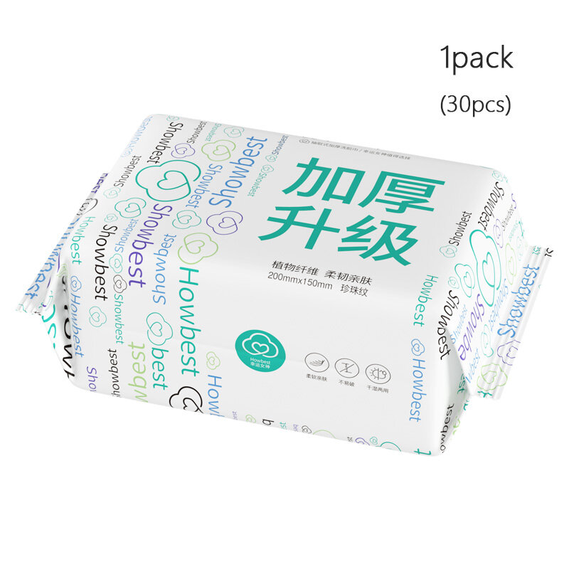 1 pack (30 pcs) disposable face towel travel cotton make-up cleaning soft dry wet face wash towel 100% cotton face towel