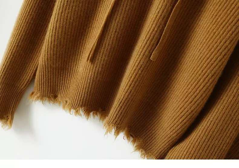 Set di due pezzi in maglia da donna Design nuovo Top in Cashmere con cappuccio + pantaloni larghi a gamba larga in vita elastica da donna