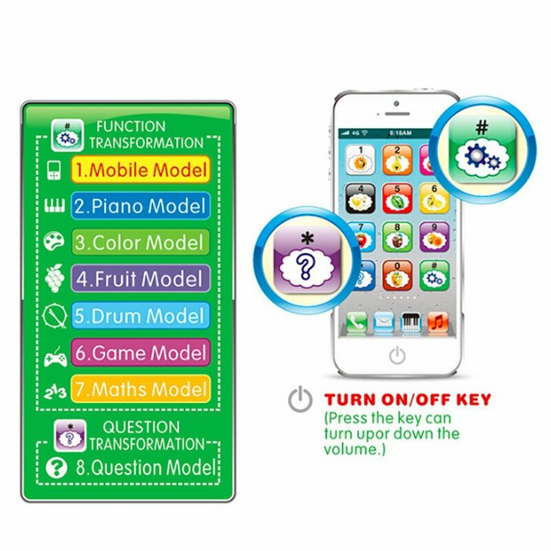 1Pcs Educatief Speelgoed Voor Kinderen Mobiele Telefoon Muziek Licht Touchscreen Leren Speelgoed Opladen Engels Voor Vroeg Onderwijs Machine