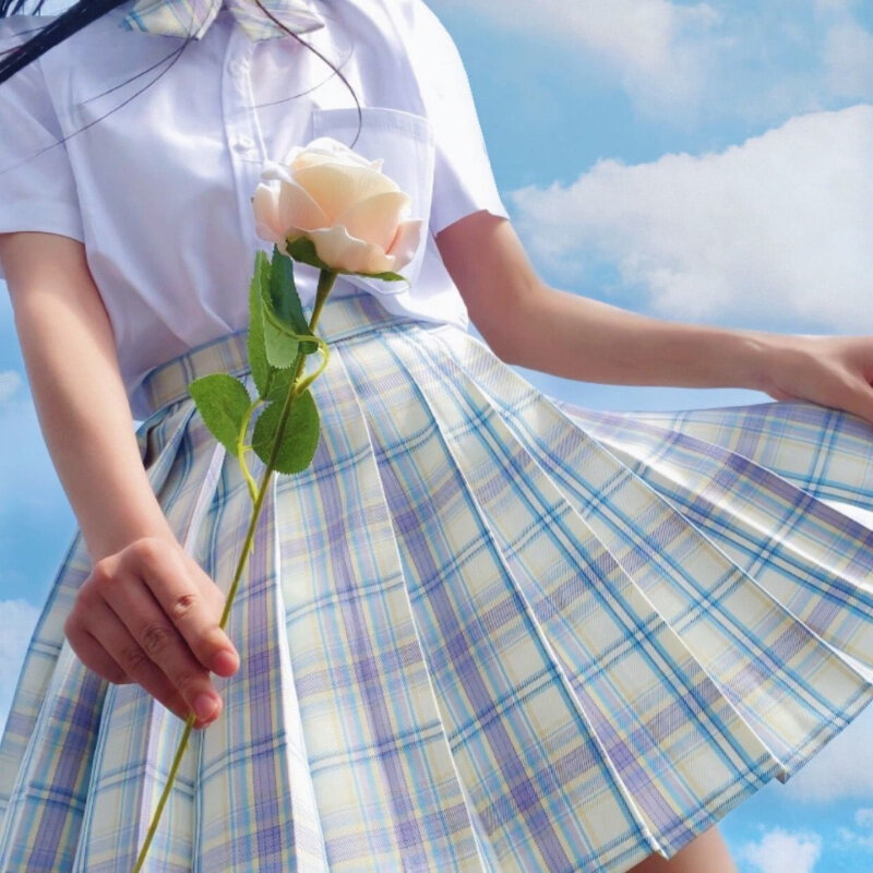 Falda plisada a cuadros de Japón JK para mujer, minifalda de baile con lazo de cintura alta para niñas, falda Sexy Harajuku de línea a Linda