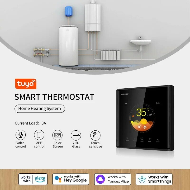 Tuya สมาร์ทชั้นความร้อน Wifi Thermostat สำหรับ Boiler Room อุณหภูมิรีโมทคอนโทรล Google Home \ Aleax
