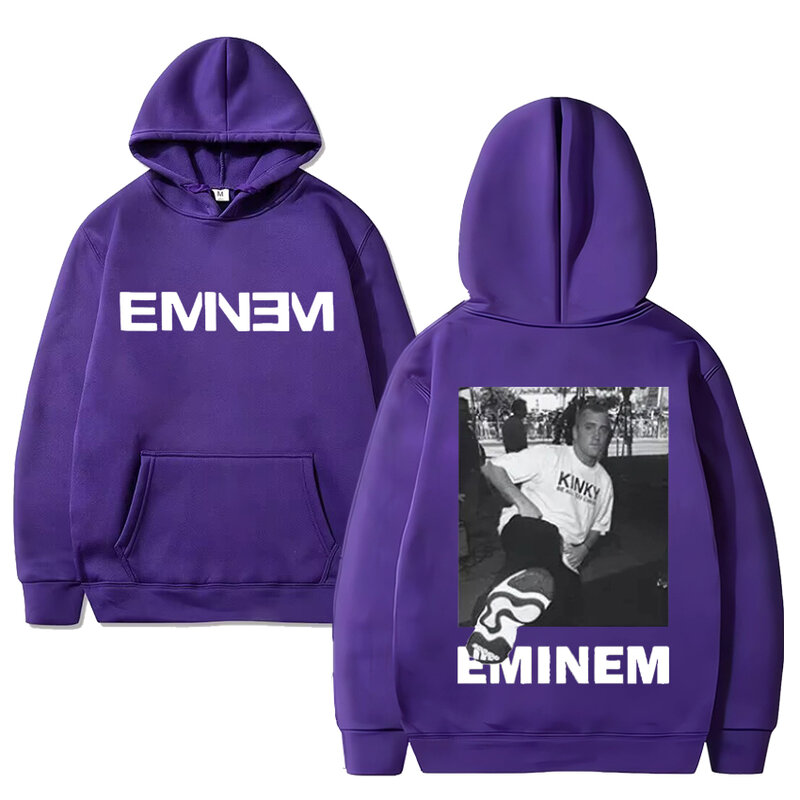 Rapero Eminem-Sudadera con capucha de gran tamaño para hombre y mujer, sudaderas de lana de manga larga, jerséis vintage casuales, Unisex, Hip Hop, negro, moda