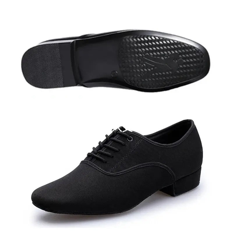 Zapatillas de Jazz modernas para hombre, zapatos profesionales de color negro Oxford para Salsa latina, tacón bajo, talla grande, Tango, baile de salón
