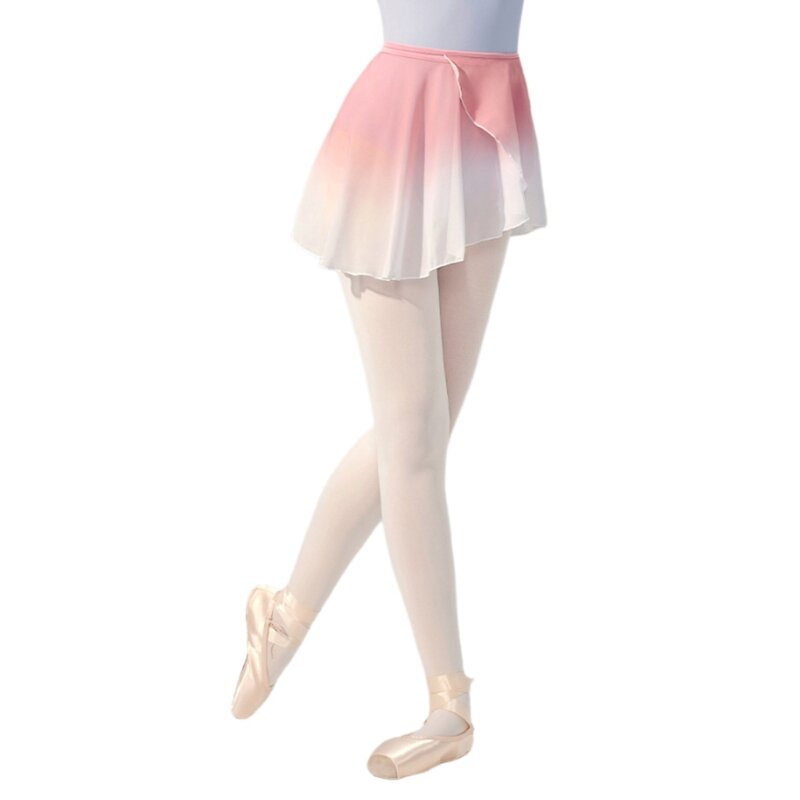 Женская шифоновая балетная юбка с изменяющимся цветом, регулируемая талия и завязка на талии, танцевальная гимнастическая с