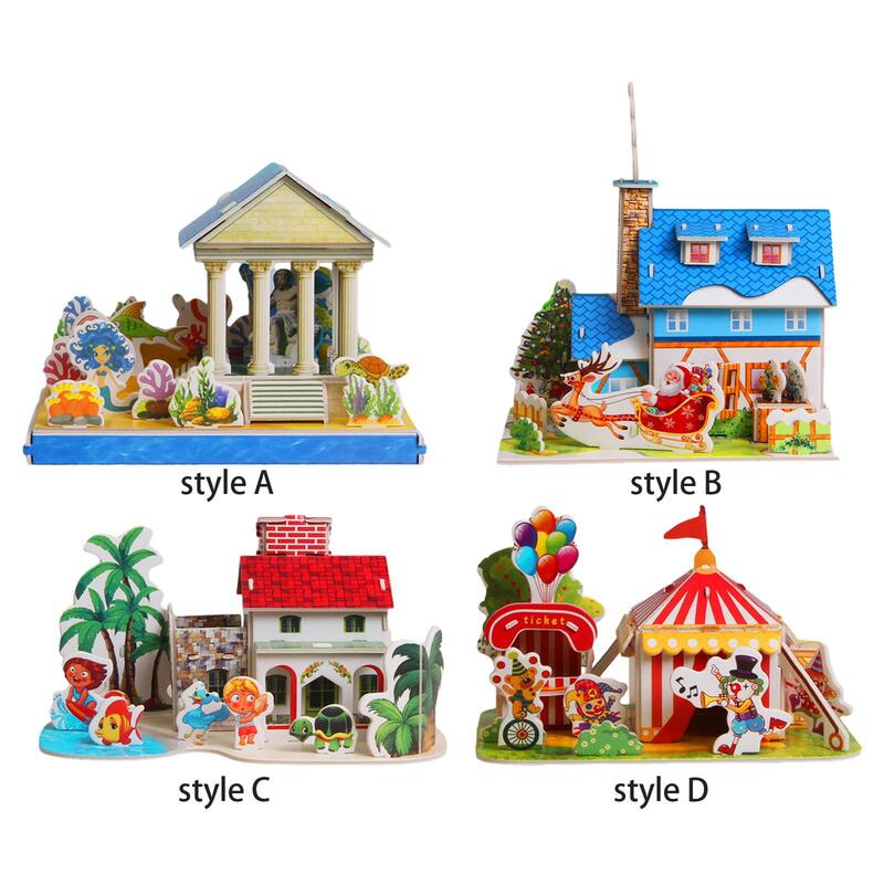3D Jigsaw Puzzle Building Model Kits DIY Handmade Paper Crafts for Christmas