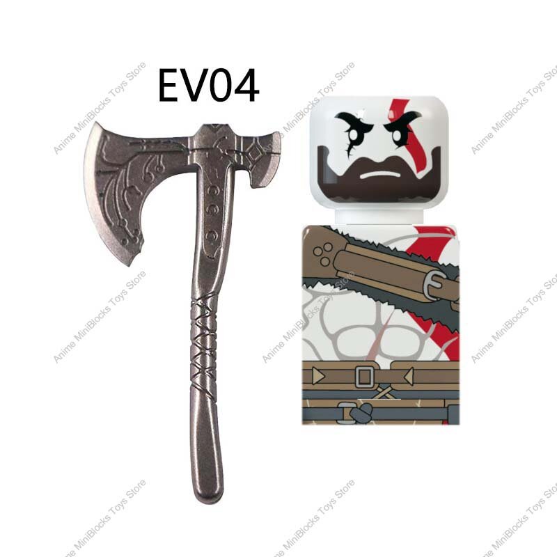 EV03 إله الحرب ألعاب أنيمي الطوب كراتوس بليد فأس الكرتون شخصيات مصغرة عمل ألعاب تعليمية الاطفال الدمى EV04