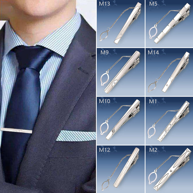 Tie Pin For Men Classic Meter Tie Clips Copper Tie Bar Quality Enamel Tie Collar Pin Crystal Business Corbata Necktie Clip Male