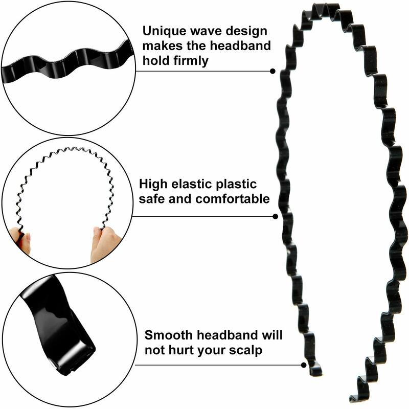 Fascia in ferro metallico uomo donna Unisex Black Wave Hair Head Hoop Band 5mm larghezza Fashion Sport Hairband accessori per capelli