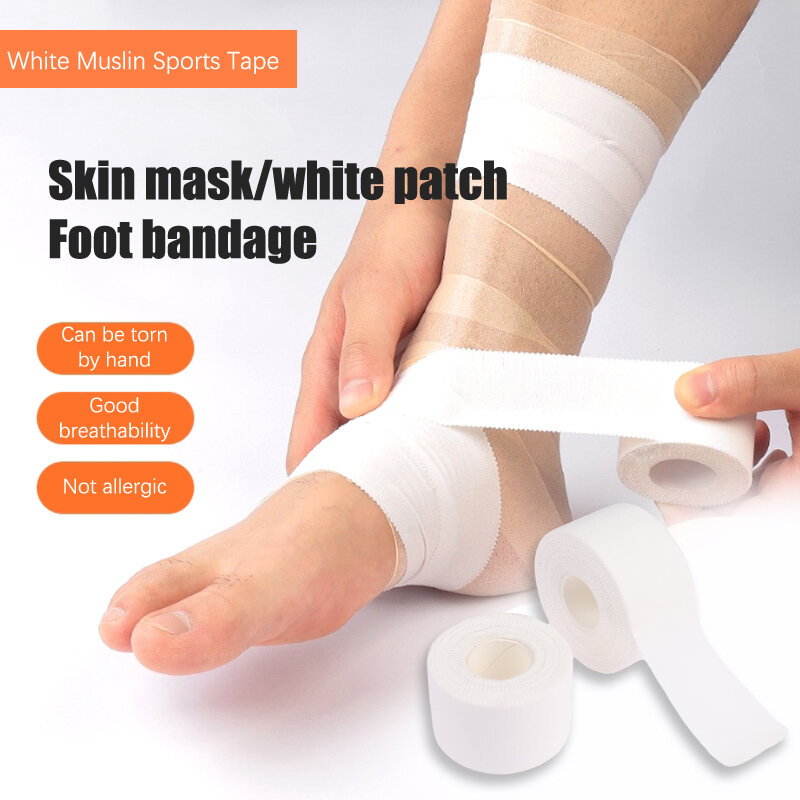 White Athletic Sports Tape Sport Binding Tape Roll Elastic Bandage Strain Injury Care Support Outdoor Sport Emergency Tool